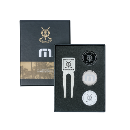 St. Andrews The Old Course Souvenir Set with (2) Logo Golf Balls, (3)  Ball Markers & (1) Divot Repair Tool